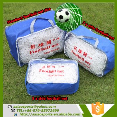 China 5 fiber polythene dacron/polythene dacron fiber net/one side/7 one side/stanard football net for sale