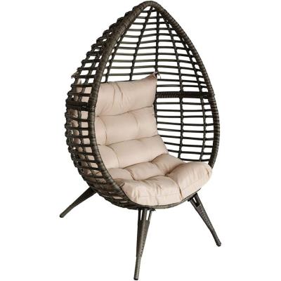 China Hot Sale Modern 1 PC Patio Chair Egg Rope Woven Swing Chair Egg Basket Swing Hanging Chair With Cushion for sale