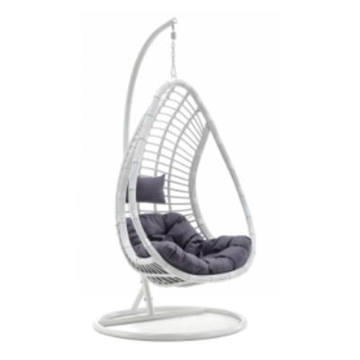 China Contemporary Popular PE Rattan Egg Flat Swing Chair Hanging Patio Chair Swings for sale