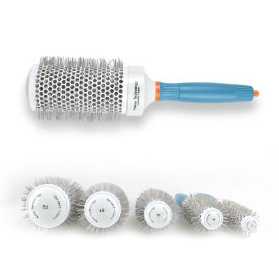 China Salon Barber Styling Cutting Tools MJ Hair Extension Nano Ceramic & Ionic Bristle Round Barrel Hair Brush Round Brush Hair Thermal Styling Blow Straightening for sale