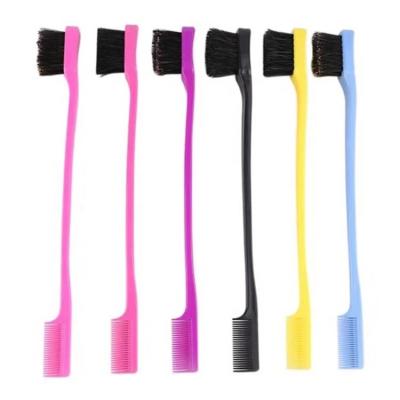 China Fan Sweep Hot Sale Products Logo Edge Brush Comb Double Command Broom High Quality Custom Hair For Eyebrow Edge Brush for sale