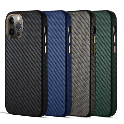 China Newest Luxury Hot Selling Luxury Carbon Fiber Pattern Phone Case Leather Cover For iPhone 12 pro 12 max Mini Leather Cases for sale