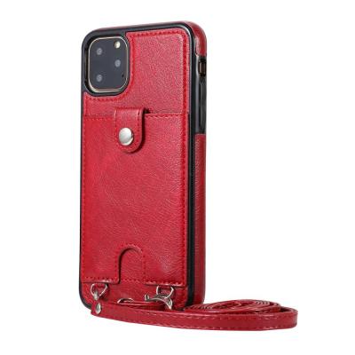 China Hanging Credit Card Wallet Solt Necklace Neck Credit Card Wallet Solt Phone Case, For iPhone 12 Mini Pro Max Wallet Leather Case for sale