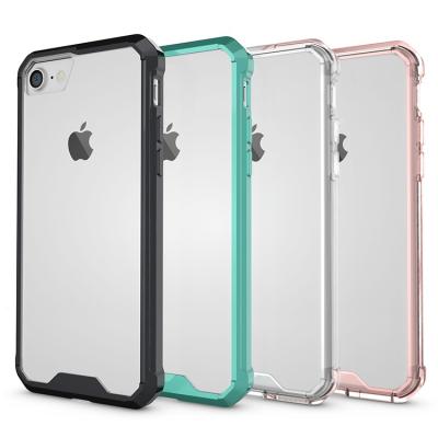 China Wholesale Cheap Price Shockproof Clear 2 in 1 TPU Bumper+Hard Plastic Hybrid Acrylic Back Cover Case For iPhone 7 7plus for sale