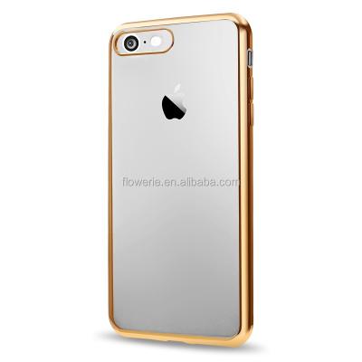 China Luxury Chromed Clear Case Gold Plating View Cell Phone Protector For iPhone7 Transparent Soft Flexible TPU Cover for sale