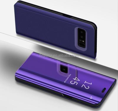 China Full Cover Smart Luxury Mirror Case 360 ​​Window Flip Cover Magnetic PU Leather Device with Kickstand Galaxy S8 Plus Cover-Purple for sale