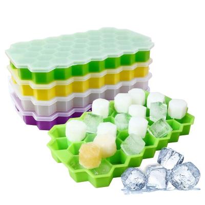 China Food Grade Flexible Flexible Honeycomb Silicone Ice Cube Trays With Lid for sale