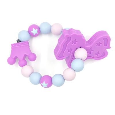 China Non-Toxic Promotional Novelty Silicone Bead Chains Custom Baby Teething Toys with Chew Beads for Newborn Toddler for sale