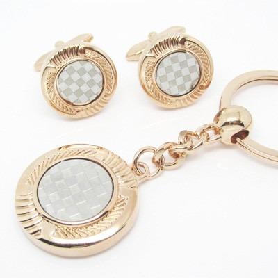 China ALLOY Men's Jewelry Alloy Key Chain Cufflinks And Crystal Sleeve Square Button Male Set for sale