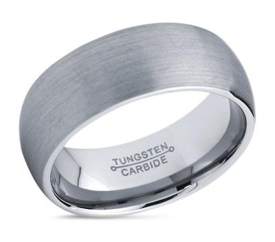 China CLASSIC Men's Simple Wedding Ring Dome Tungsten Silver 8mm Silver for sale