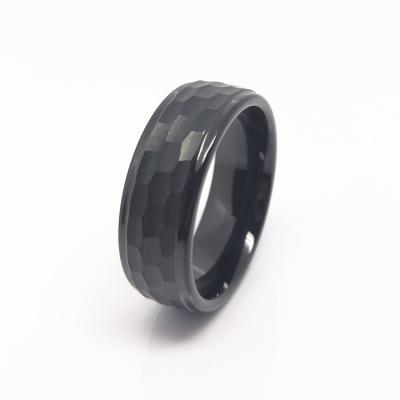 China FASHIONABLE Black Hammered Finish Tungsten Wedding Band Brushed Color Men's Ring 8MM Tungsten Carbide for sale