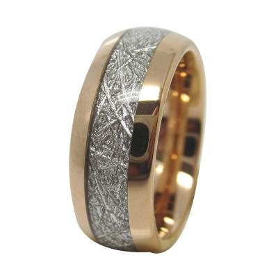 China Women 8mm Romantic Arched Meteorite Inlay Tungsten Carbide Bands for sale