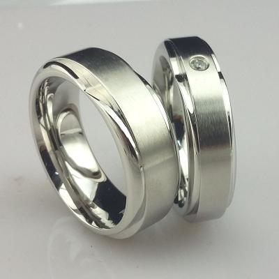 China CLASSIC Silver Love Rings Promise Him Bands Gifts For His Wife Wedding Couple Keepsake for sale