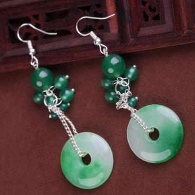 China Factory Wholesale High Quality Trendy Jade Fashion Earrings Jewelry 925 Sterling Silver Women for sale