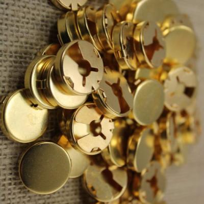 China Metal Round Locking Customized Size Brass Gold Plating Button Cover for sale