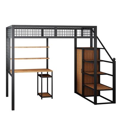 China (Other)Multifunctional adjustable metal iron bed with wardrobe, computer desk and loft space-saving bed for sale