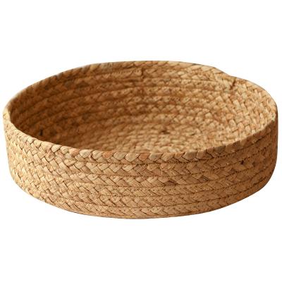 China Sustainable Woven Sea Grass Round Basket Tray Set 3 Decorative Storage Baskets Organizing Eco-Friendly Sustainable Nesting Storage Baskets for sale