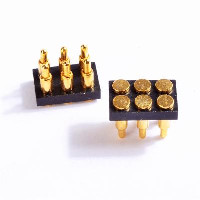 China Smart Watch Pogo Spring Loaded Pin Connector 2.54 Mm Pitch 6 Position 2x3 Pins Dual Row Modular Touch Band for sale