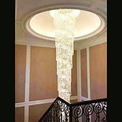 China Modern Hotel Gold Empire Crystal Chandelier Pendant Light For Sweep Staircase Decor Lighting for sale