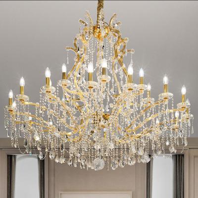 China Modern Large Size Luxury Copper Star Hotel Lobby Church Lighting Candle Chandelier K9 Villa Lighting Maria Theresa Crystal Chandelier for sale