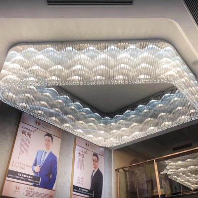 China Modern Sunfidi Lighting Custom Modern Handmade Hotel Lobby Art Trapezoidal Glass Pendant Chandelier for sale