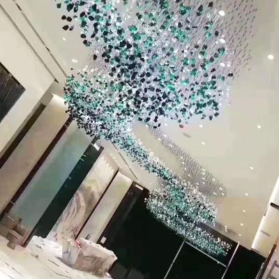 China Modern Pendant Light for Staircase Hotel Lobby Art Decoration Pendant Lamp Custom Stone Glass Chandelier Along for sale