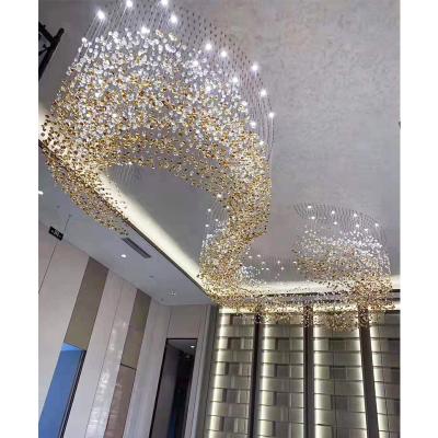 China Modern Art Hotel Villa Glass Chandelier Custom Modern Crystal Luxury Gold Led Ceiling for sale