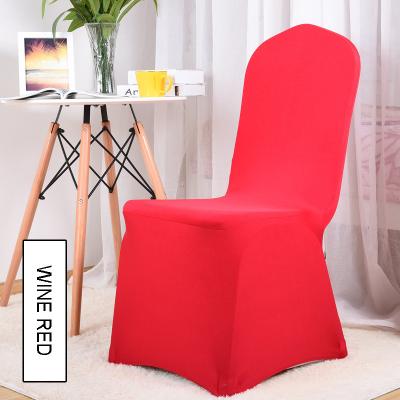 China Multicolor Elastic Strechable Full Cover Wine Red Banquet Chair Cover Elastic Spandex Chair Cover For Wedding Decoration Hotel Banquet for sale