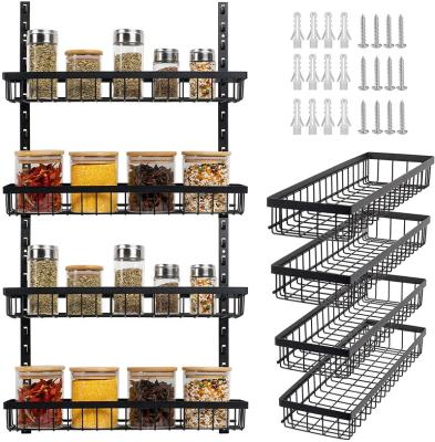 China 2022 New 4-Tier Sustainable Stackable Spice Rack Bathroom Organizer Stainless Steel Kitchen Hanging Storage for sale