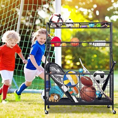 China Factory Customization Sustainable Toy Storage Organizer Home Storage Cart For Basketballs And Footballs for sale