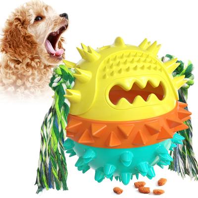 China Stocked Teething Chew Permeable Dog Ball Dental Ball Playing Chewing Party High Quality Design Durable Indestructible Dog Chew Toy for sale