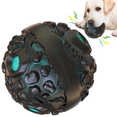 China Meteorite Stocked Sounding Toy Ball Meteorite Ball Dog Chewing Solid Dog Chew Ball Toy Squeaky Hard Indestructible Dog Chew for sale