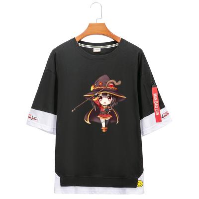 China Viable Blessing The Beautiful World With Two Pieces Of Akya Sato And Real Anime Short Sleeve T-Shirt Pure Cotton Tee for sale