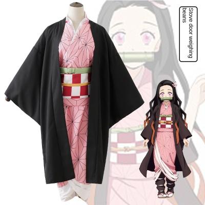 China Over 6 Years Aidouty Kimetsu No Yaiba Stove Door Nezuko Cosplay Costume Haori Wig Japanese Anime Cosplay Clothes for sale