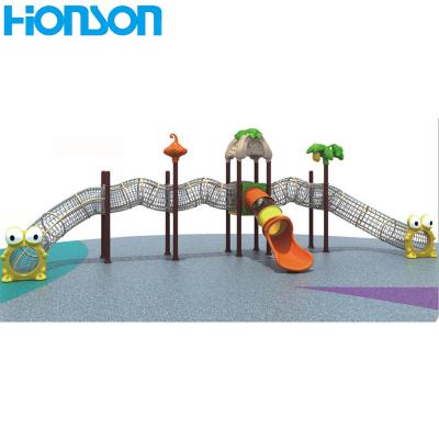 China Plastic Playground Kids Climbing Tunnel Net Outdoor Climbing Playground With Plastic Slide for sale