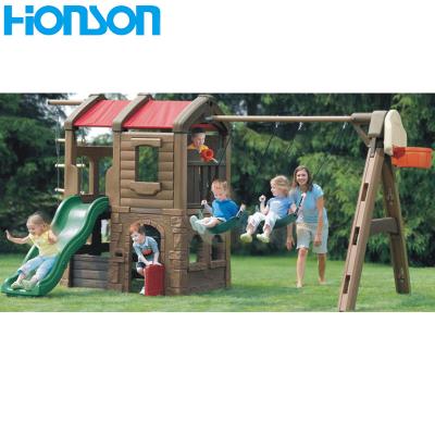 China Furniture Outdoor Swing Combined Rope Ladder Slide Playhouse Garden Swing For Kids for sale