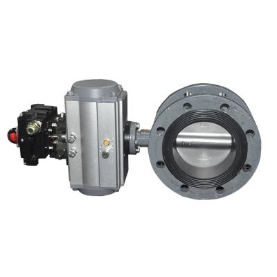 China Flexible opening and closing pn16 double flange pneumatic butterfly valve for sale