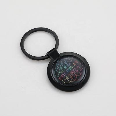 China Custom Enamel Zinc Alloy Metal Key Holder Logo Gift Company Round Round Key Chain Key Ring With Logo for sale