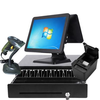 China 15inch Double Screen Aluminum POS Machine In Supermarket Restaurant 512G for sale