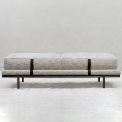 China High Quality Italian Style Adjustable Modern Luxury Living Room Modern Living Room Metal Base Fabric Sofa Bench (Other) Bed End Bench Stool for sale