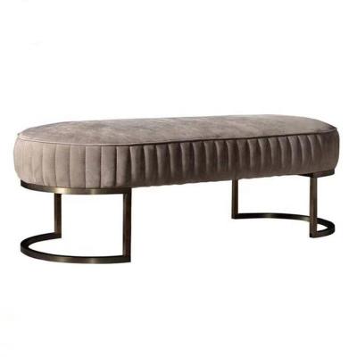 China Adjustable (Other) Customize Hotel Room Stainless Steel Italian Luxury Modern Leather Stool Bed Bench for sale