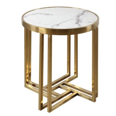 China Modern Luxury Round Metal Marble Metal Sofa End Table Living Room Furniture Hotel Modern Luxury Side Tables for sale