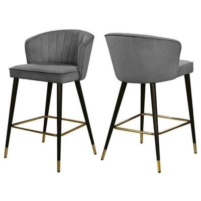 China China Supplier Hotel Supplier Hotel Stainless Steel Modern Wood Leg Velvet Fabric High Bar Stool Chair For Bar Table for sale