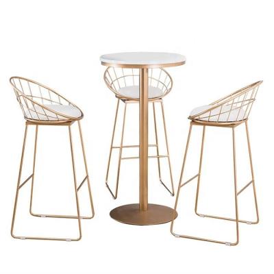 China Modern High Bar Coffee Furniture Custom Metal Commercial Marble Table Sets Modern for sale