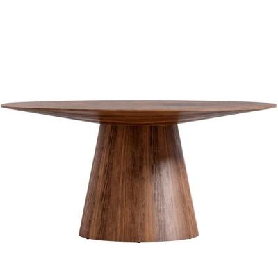 China Factory Supply Extendable Dining Room Furniture Walnut Veneer Round Pedestal Solid Wood Dining Table for sale