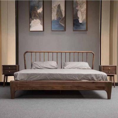 China Environmental Friendly Minimalism Modern Bedroom Furniture Japanese Style Black Walnut Solid Wood Bedroom for sale