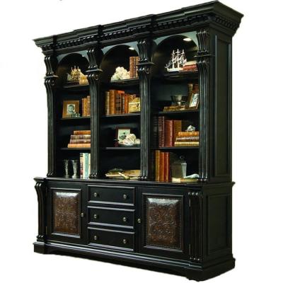 China Environment Friendly High Quality Designer Furniture Home Office Oak Bookcase Solid Wood Black for sale