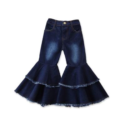 China New Arrival Baby Fashion Anti Pilling Tops And Pants Double Flared Girls Leggings Pants Colors Ripped Gilr Jeans Pants for sale