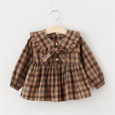 China Hot Sale Viable Long Sleeve Blouse Kids Clothes Plaid Dress For Girls for sale