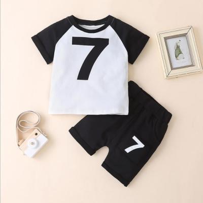 China 2021 Breathable High Quality Summer Short Sleeve Baby Boy Clothing Set Breathable 100% Cotton Kids Clothing Set for sale